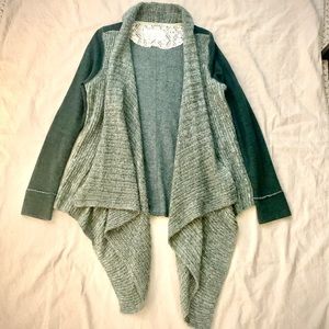 Anthropologie Casado Green Saturday Sunday chunky knit shawl cardigan sweater